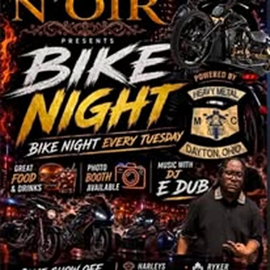 Tuesday Bike Night flyer featuring Nappy Kream MC ride-in