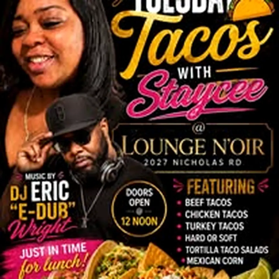 Turkey Tacos lunch special flyer at Lounge N'OIR kitchen