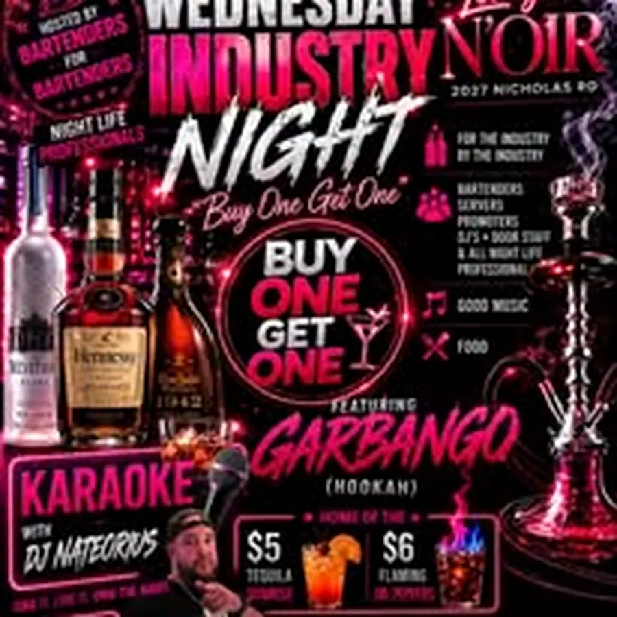 Industry Night at Lounge N'OIR Dayton — Wednesday night, Buy One Get One